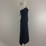 MODA INTERNATIONAL Vintage Y2K Black Edgy Stretchy Ruched Midi Halter Dress Size 4 Photo 3
