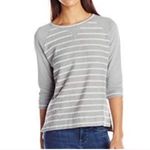 NYDJ Grey White Striped 3/4 Sleeve Sweatshirt NWT Photo 5