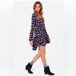 Volcom  Nevermore Navy Floral Button Up Long Sleeve Babydoll Dress Photo 1