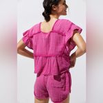 Anthropologie  Daily Practice Women’s Gauzy Hot Pink Top Shorts Lounge Set XS Photo 4