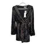 WAYF NEW Carrie Long Sleeve Sequin Minidress Small Black Party Sparkle Photo 2
