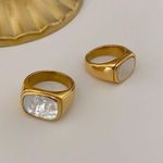 Unisex Band gold ring mother of pearl Photo 3