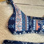 Reversible Blue Boho Chic Euro Summer Triangle Bikini top & bottom size small Photo 3