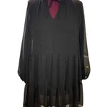 H&M ๐ Sheer Black Babydoll Mini Dress Ruffle Neck Tiered Chiffon Witchy Whimsygoth M Photo 0