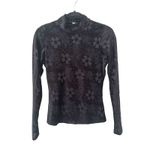 1. State ‎ Velour Floral Turtleneck Top Black NWOT Small Photo 2