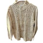 Dress Barn  Wool Blend Oatmeal Multi Speckle Front Full Zip Cable Knit Sweater Photo 2