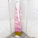 Loft  Silk Ikat Tribal Print Maxi Dress Sundress Pink Cream Size 2 Photo 3