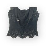Vintage: Macis NY ❀ Silk Beaded 3D Flower Mesh Corset Illusion Top ❀ Black ❀ 14 Photo 8