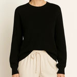 Vince  Wool Cashmere Ribbed Diagonal Sweater Crewneck Black Small Quiet Luxury Photo 0