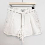 Abercrombie & Fitch NWT Abercrombie High Rise Contrast Stitch Belted Jean Shorts in White Size 29 Photo 1