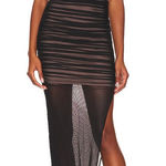 Nookie  Black Mesh Ruched Maxi Dress XS Bustier Slimming Bodycon Designer $380 Photo 0