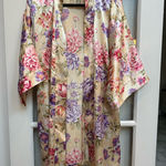 Vintage Expressions California Dynasty 80’s Satin Floral Kimono Robe Size Medium Pink Photo 0