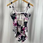 Catalina  Medium Floral Cutout Back One Piece Swimsuit Art Tropical Vacation Photo 1