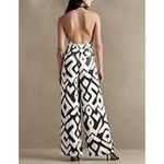 Banana Republic Ascendant Silk Geo Print Halter Cutout Jumpsuit White Black 6 Photo 1