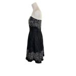 Ann Taylor Black Linen Strapless Cocktail Party Dress Embroidered Size 2 Loft Photo 1