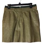 Philosophy di Alberta Ferretti Skirt Women 10 Olive Green Leather A Line Mini Photo 0