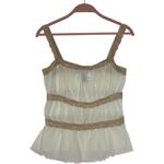 Vintage Y2k Nude White Lace Trim Tiered Camisole Tank Top Womens Sz S Fairy Tan Photo 0