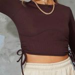 Pretty Little Thing Chocolate Brown Long Sleeve Drawstring Corset Top Photo 1