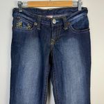 True Religion Big T Straight Leg Medium Wash Jeans Multicolor Stitching Sz 28 Photo 2