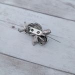 Vintage 1995 Silver/Gold Tone Pewter Angel Playing Horn Brooch / Pin Photo 5