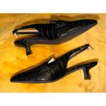 Splendid Lila Black Croc Embossed Slingback Kitten Heels Shoes Women's Size 10 Photo 4