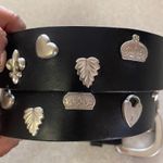 Gap  Black Leather Silver Charmed Coastal Cowgirl Western Granola Boho Belt Photo 0