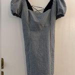 ZARA  Gingham Puff Sleeve Mini Dress black and white size large Photo 7