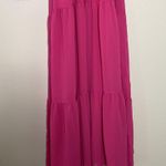 Aura  Tiered Maxi Dress Cut Out Long Sleeve Chiffon Hot Pink Size S Photo 10