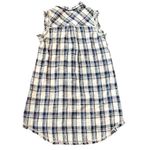 Paper Crane plaid sleeveless shirt dress Fringe hem Red white blue Size S Cotton Photo 1