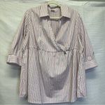 Motherhood Maternity Striped Mock Wrap Top with Belt, Size 1X Photo 8