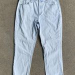 American Eagle AEO Mom Jean high rise light wash pin stripe 14 SHORT Photo 0