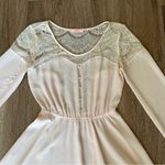 Candie's Candie’s Light Pink Long Sleeve Button Down Sheer Lace Peasant Mini Dress Small Photo 8