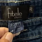 FITELLE PARIS Sonne Embellished Beaded Lacey Boot Cut Women's Jeans 30 Blue Photo 10