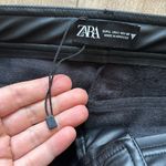 ZARA NEW  Black Faux Leather Pants Blogger Favorite Ankle Zip Sz L Photo 5