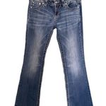 Miss Me Jeans Signature Boot Medium Wash Crystal Leather Cross Pocket Size 29 Photo 0