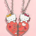 Hello Kitty 2pcs  Best Friend Stainless Steel Silver Necklace Set Photo 0