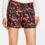 Ted Baker London Red Cherry Print Zipper Pockets Navy Blue Shorts Size 0 = US 2 Photo 1