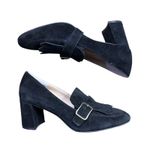 Vince Camuto Black Giuliann Suede Buckle Detail Mid Block Heel Pumps Size 9/39 Photo 4