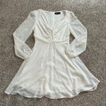 Lulus  Wine & Dine white Swiss dot long sleeve mini skater dress size S Photo 5