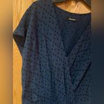 Madewell  Navy Blue V-Neck Wrap-Front Mini Dress‎ in Brushstroke Diamond Sz Large Photo 6