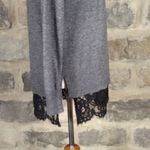 Topshop Gray V Neck Sweater with Lace Trim Elegant Tunic Top Woman's 4 Photo 6