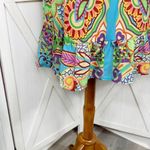 Jade Melody Tam Multi Floral Print Ruffle Hem Tunic Halter Dress Medium Blue Photo 5