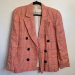 Vintage Escada Linen Houndstooth Double Breasted Blazer Jacket in Red Size 34 Photo 1