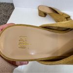 CAbi Yellow Suede Leather Mule Slip On Heels Womens 9 Fall Peep Toe Preppy Photo 8