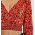 Urban Outfitters NWT  Floral Plisse Wrap Crop Top Photo 2