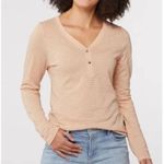 Patagonia Long Sleeve Henley Tee Shirt Pullover Striped Beige Women's Size Large Photo 0