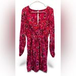 Anthropologie NWT! Maeve Pink Floral Wrap Mini Dress Photo 3