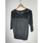 Dantelle Womens Size Large Blouse Oil Dye Lace Back Yoke Tee 3/4 Sleeve Green Photo 2