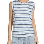 Veronica Beard  Blue Stripe Marine Muscle Tank Top Pima Cotton Casual Small Photo 1