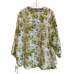 Laura Ashley Floral Linen Tunic Top 3/4 Sleeve Collared Blouse 3X NWOT Photo 1